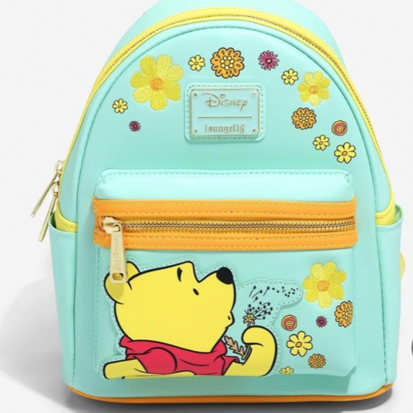 New Loungefly Disney Winnie the Pooh Yellow Flowers Mini Backpack 💚 - Picture 1 of 6